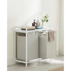 Vasketjskurve med 2 rum - 2 vasketjsposer - hvid