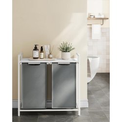 Vasketjskurve med 2 rum - 2 vasketjsposer - hvid og gr