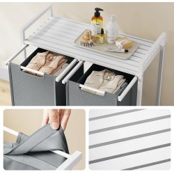 Vasketjskurve med 2 rum - 2 vasketjsposer - hvid og gr