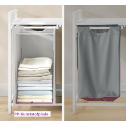 Vasketjskurve med 2 rum - 2 vasketjsposer - hvid og gr