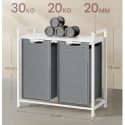Vasketjskurve med 2 rum - 2 vasketjsposer - hvid og gr
