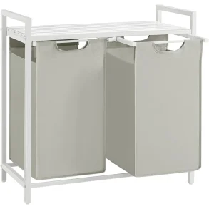 Vasketjskurve med 2 rum - 2 vasketjsposer - hvid