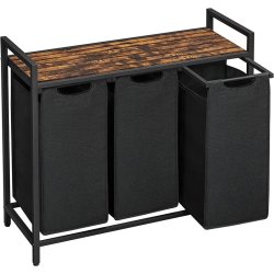 Vasketjskurve med 3 rum - 3 vasketjsposer - rustik brun