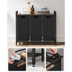 Vasketjskurve med 3 rum - 3 vasketjsposer - rustik brun