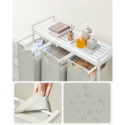 Vasketjskurve med 3 rum - 3 vasketjsposer - hvid