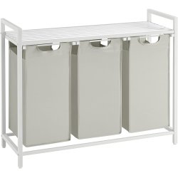 Vasketjskurve med 3 rum - 3 vasketjsposer - hvid
