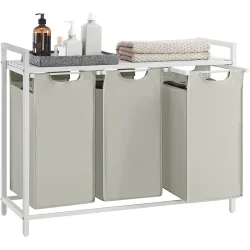 Vasketjskurve med 3 rum - 3 vasketjsposer - hvid