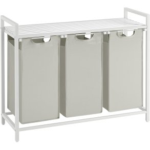 Vasketjskurve med 3 rum - 3 vasketjsposer - hvid