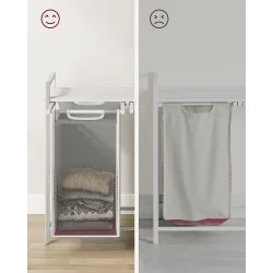 Vasketjskurve med 2 rum - 2 vasketjsposer - hvid