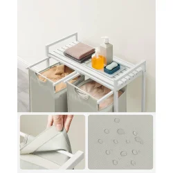 Vasketjskurve med 2 rum - 2 vasketjsposer - hvid