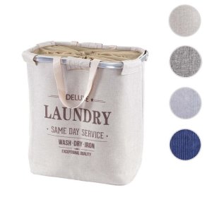 Vasketjskurv med snor, 2 rum, hndtag 54x52x32cm 89l - beige