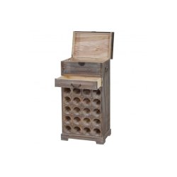 Vinreol - vinreol i tr til 20 flasker med skuffe i antik rustik brun