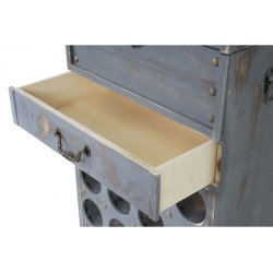 Vinreol - vinreol i tr til 20 flasker med skuffe i antik rustik gr