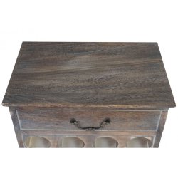 Vinreol - vinreol i tr til 20 flasker med skuffe i antik rustik brun