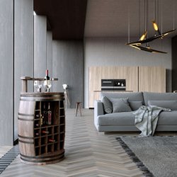 Vintnde bar i massiv rosentr - Rosey-X barskab og vinreol