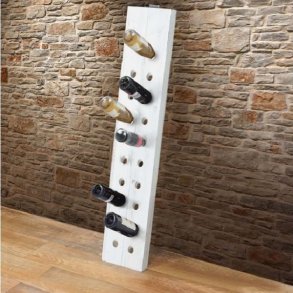 Vinreol til 20 flasker  - vghngt rustik flaskehylde i hvidt tr