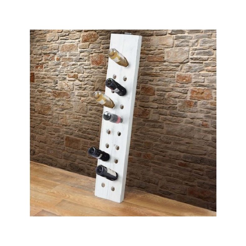 Vinreol til 20 flasker  - vghngt rustik flaskehylde i hvidt tr