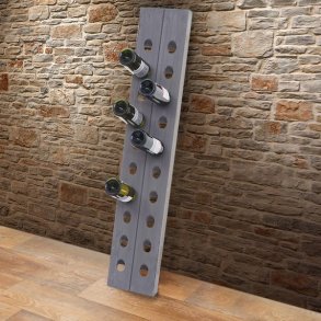 Vinreol til 20 flasker  - vghngt rustik flaskehylde i grt tr