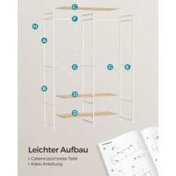 �ben garderobe - �ben t�jstativ - kl�deskab - hvid 40x94,5x180