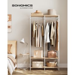 �ben garderobe - �ben t�jstativ - kl�deskab - hvid 40x94,5x180