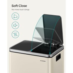 Skraldespand - pedalspand med soft close lg - 2x15L beige