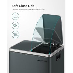 Skraldespand - pedalspand med soft close lg - 2x15L antracit gr