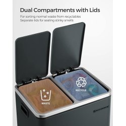 Skraldespand - pedalspand med soft close lg - 2x15L antracit gr