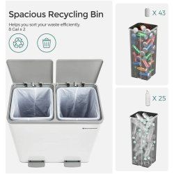 Skraldespand - pedalspand med soft close lg - 2x30L hvid