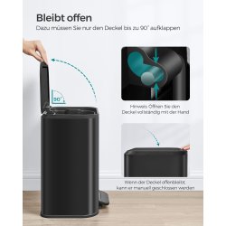 Skraldespand 20 liter - pedalspand med soft close l�g - sort