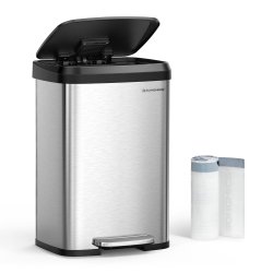 Pedalspand - stor skraldespand med soft close l�g - 50L s�lv