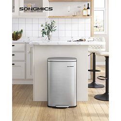 Skraldespand - pedalspand med soft close l�g - 50L s�lv