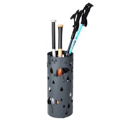 Paraplystativ med kroge og drypbakke - gr� paraplyholder