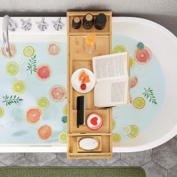 Bakke til badekar - udtrkkelig badekarshylde - bambus 75-109 cm