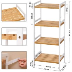 Badevrelsesreol med 4 hylder - bambus reol - 45 x 31,5 x 111