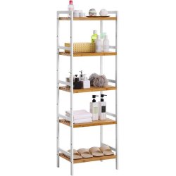 Badev�relsesreol med 5 hylder - bambus reol - 45 x 31,5 x 142
