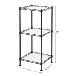 Badevrelsesreol i sort stel med 3 hylder - 30x30x73 cm