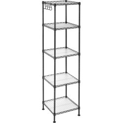 Badevrelsesreol i sort stel med 5 hylder - 30x30x123,5 cm