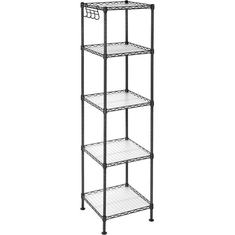 Badevrelsesreol i sort stel med 5 hylder - 30x30x123,5 cm