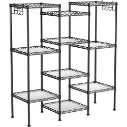 Badevrelsesreol i sort stel med 5 hylder - 30x30x123,5 cm