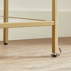 Badevrelsesreol med hrdet glas og gyldent stel 40x30x124,5