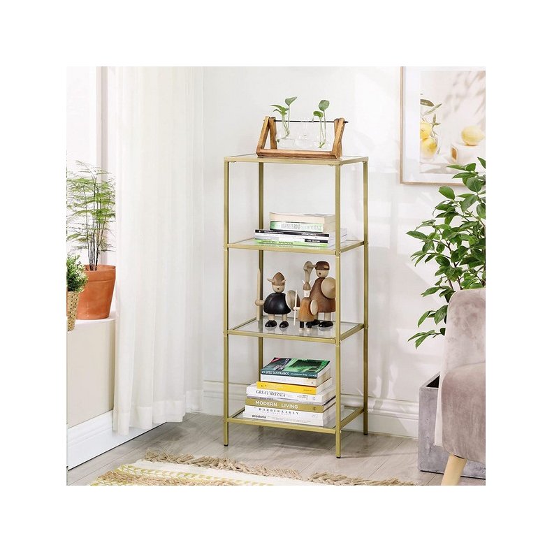 Badevrelsesreol med hrdet glas og gyldent stel 40x30x95