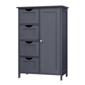 Kommode med skab og 4 skuffer - gr� 81 x 55 x 30 cm