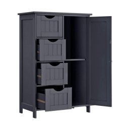 Kommode med skab og 4 skuffer - gr� 81 x 55 x 30 cm