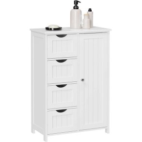 Kommode med skab og 4 skuffer - hvid 81 x 55 x 30 cm