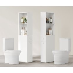 Badev�relsesskab - opbevaringsskab - gulvreol - hvid 40x18x134,4