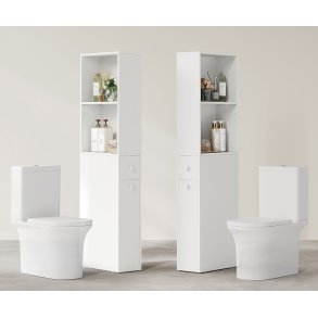 Badevrelsesskab - opbevaringsskab - gulvreol - hvid 40x18x134,4