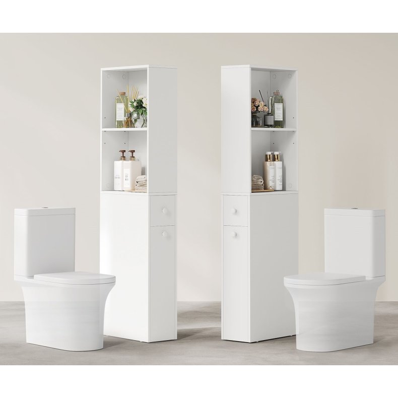 Badev�relsesskab - opbevaringsskab - gulvreol - hvid 40x18x134,4