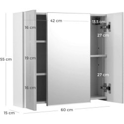 Spejlskab - vghngt skab med spejldr - hvid 55 x 60 x 15 cm