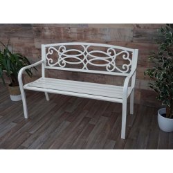 Bnk i metal - metalbnk - parkbnk i hvid pulverlakeret stl - 127 cm