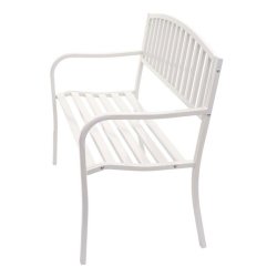 Metalbnk - bnk i metal - parkbnk i hvid pulverlakeret stl - 127 cm